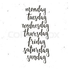 the words monday, wednesday and friday are written in black ink on a white background