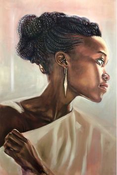 a painting of a woman with braids on her hair