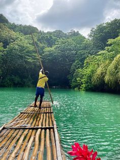 Rafting on the Blue lagoon located in Portland ,Jamaica. Blue Lagoon Jamaica, Vacation Portraits, Bamboo Rafting, Water Aesthetic, Adventure Photography