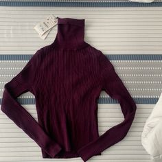 Purple Turtleneck From Zara! Never Worn. Ribbed Material Purple Turtleneck Sweater For Winter, Ribbed Top Outfit, Spring Purple Turtleneck Sweater, Purple Turtleneck Winter Sweater, Fitted Purple Knit Sweater, Purple Knit Turtleneck Sweater, Purple Turtleneck, Thrift Haul, Purple Sweater