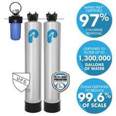 two water filtrators are shown with the price label below them and information about their benefits