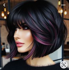 Dark Hair With Highlights, Haircut And Color, Penteado Cabelo Curto, Hair Color And Cut, Hair Today, Great Hair, Short Bob, Medium Hair, Hair Extension