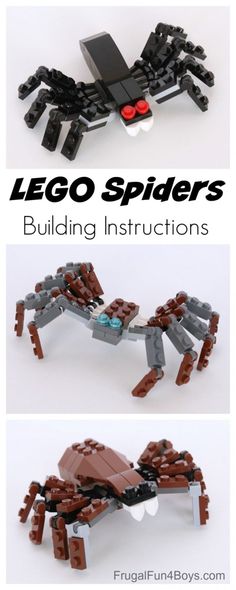 lego spider is shown with instructions to build it