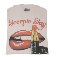 Perfect For The October Diva Baby! Nwt #Lipstick #Lips Scorpio Shorts, Scorpio 18th Birthday Shirt, Scorpio Accessories, Bday Shirts, Scorpio Tshirt, Scorpio Shirt, Cher Concert, Taylor Swift Red Tour, Metallica Tee