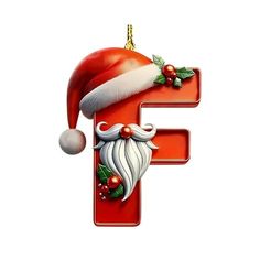 the letter f is decorated with santa claus's hat