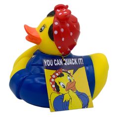 a rubber ducky with a bandana on its head and the words you can quack it