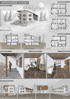 an architectural drawing shows the interior and exterior of a house