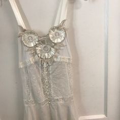 Body By Paris. Very Feminine Detailed Long Lace Camisole. Cotton Backside With Slight Elastic Allows For Perfect Fit. Mesh, Sequins, Satin & Pearls Adorn This Sexy Top. This Style Sold Out In Hours At Original Store. Perfect With Jeans. Can Be Dressed Up Or Down. Size Medium. From Strap To Hem Approximately 29”. So Pretty. Peter Pan And Tinkerbell, Babydoll Shirt, Velvet Tunic, Floral Cami, Spaghetti Strap Tank Top, Blue Party, Lace Camisole, Floral Tunic, Tank Top Camisole