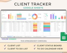 an image of a computer screen with the text, client tracker and google sheets on it