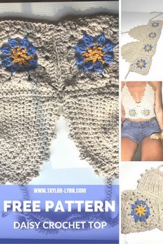 crochet patterns for mittens and gloves are featured in this article with the title, free pattern daisy crochet top