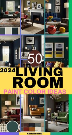 the living room is painted in different colors