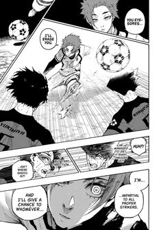 an image of a comic page with two people in the background and one person holding a soccer