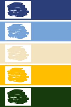 four different shades of blue, green, yellow and white with the same color scheme