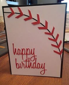 a baseball themed birthday card on a table