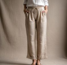 The ALANNA Linen Palazzo Pants is designed for the discerning individual who values both aesthetics and practicality, these pants ensure a comfortable fit while exuding an air of refinement. The wide-leg silhouette adds a touch of elegance to any ensemble, allowing for effortless movement and a flattering drape. Linen White Pants, Linen Palazzo Pants, Linen Pants For Women, Black Palazzo Pants, Linen Pajamas, White Linen Pants, Linen White, Stylish Pants, Linen Pants Women