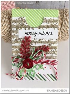 a christmas card made with the merry wishes stamp set from danielle doboson designs