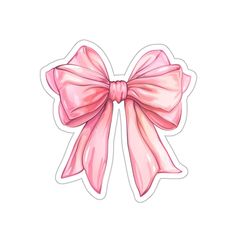 a pink bow sticker on a white background