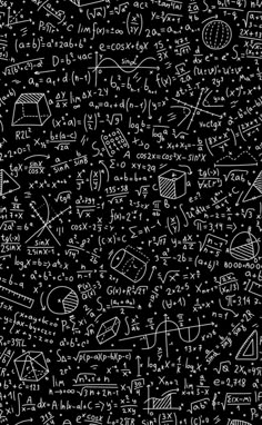 black and white chalkboard with many different types of calculations on it, including the formulas