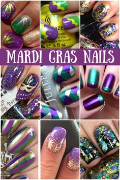 These Mardi Gras Nails are sure to wow this Fat Tuesday. Check out these fun and unique ideas to celebrate the holiday. Mari Gras Nails, Mardis Gras Makeup, New Orleans Nail Ideas, Mardi Gras 2024 Outfits, Marty Gras Nails, New Orleans Nails Designs, Nails For New Orleans, Carnival Nails Ideas