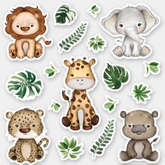 stickers with different animals and plants on them