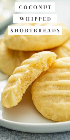 coconut whipped shortbreads on a white plate