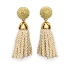 Nwot Ships Same Day Gold-Plated Brass, Silk Cord Drop: 2.7" Pearl Fringe, Beige Silk, Lizzie Fortunato, Pearl Cluster, Silk Cord, Pearl Charms, Green Cream, Fringe Earrings, Gold Plated Earrings