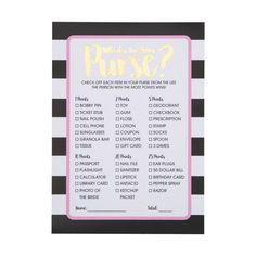 a black and white striped card with gold foil lettering on it that says what's in the phrase?