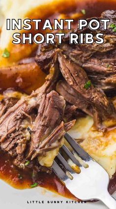 instant pot roast short ribs on top of mashed potatoes