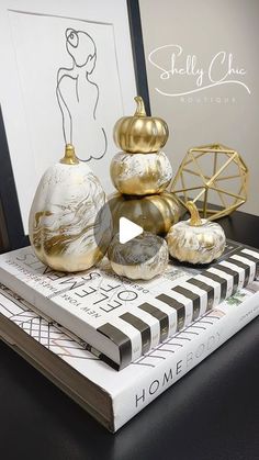 Michelle McRae on Instagram: "✨Easy DIY glam pumpkins✨

Sometimes we want our Fall decor to feel a little more glamorous. This was such an easy way to give your pumpkins a little pizzazz in just a few minutes and for just a few dollars. I went with gold this year, but you can use whatever color goes with your color scheme. I painted them pink last year‼️

📌 Comment “glam pumpkin” for step-by-step instructions and a supply list (links earn commissions). 

🚨 Tag a friend who loves DIY decor as much as we do‼️" Pink And Gold Christmas Decor Diy, How To Pour Paint Pumpkins, Paint Pour Pumpkin, Faux Pottery, Glam Pumpkins, Gold Painted Pumpkins, Acrylic Paint Pour Pumpkin, Fall Arrangements, Autumn Decorating