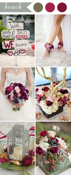 a collage of photos with flowers, candles and other things in them that include the bride's bouquet