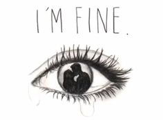 an eye with the words i'm fine on it