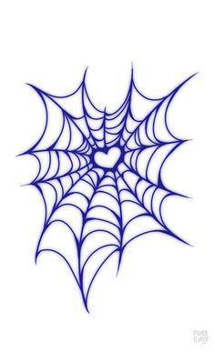 a spider web on a white background with blue lines in the shape of a heart