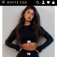 White Fox In Control Long Sleeve Seamless Crop Black Black Lace Corset Top, Black Mesh Crop Top, Denim Bustier, Black Ruffle Top, Black Lace Corset, Lace Corset Top, Wear Crop Top, White Corset, White Fox Boutique