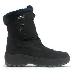 Made of a black waterproof textile upper, these boots feature hinged rings on the outsole that can flip over to reveal metal studs and give you premium grip on ice and packed snow. Fuzzy fleece lining and a memory-foam insole add to the cold-weather comfort of a chic yet utilitarian boot grounded with a traction-enhancing snow-grip sole. comprised of seam-sealed nylon with a comfort rating of up to -30 °C, and -22 °F. Breathable and antimicrobial insole. Warm Winter Fashion, Icy Weather, Fuzzy Boots, Hinged Ring, Cute Scarfs, Flip Out, 2 Inch Heels, Trim Detail, Waterproof Boots