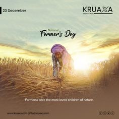 an advertisement for farmer's day featuring a woman working in a field