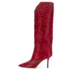 null Knee High Stiletto Boots, Black Western Boots, Pencil Heels, Cowboy Shoes, Red Studs, Tabi Shoes, High Heel Boots Knee, Suede Boots Knee High, Stiletto Boots