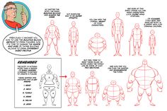 an animation character's body is shown with instructions to draw the human figure and how to