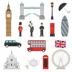 the london symbols are grouped together in this flat design