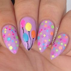 August Birthday Nails, Birthday Nails Inspiration, Birthday Nail Ideas, Nails Space, Bday Nails, Girls Nail Designs, Birthday Nail