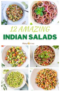 If you’re looking for healthy sides to elevate your next meal, we have an incredible collection of Indian salad recipes for you here | pipingpotcurry.com Indian Salad Recipes, Veg Salad Recipes, Indian Diet Recipes, Indian Salad, Diet Salad Recipes, Indian Salads, Authentic Indian Food, Bbq Salads, Salad Diet