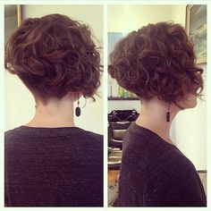 Curly bob undercut                                                                                                                                                     More Graduated Bob Hairstyles, Bob Hairs, Bald Beauty, Extreme Hairstyles, Graduated Bob Haircuts, Inverted Bob Haircuts