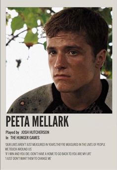 an advertisement for the movie peeta mellark with a man's face