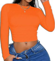 Cropped Long Sleeve, Orange Top, All Fashion, Latest Trends, Spring Summer, Style Inspiration, Solid Color, Slim Fit, Collage