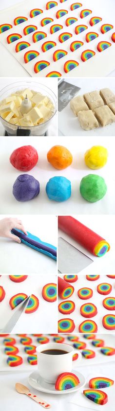 the process for making rainbow cookies is shown