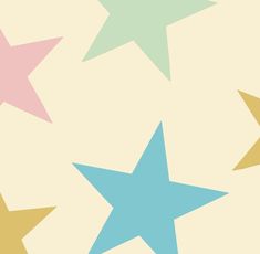 several pastel colored stars on a white background