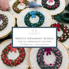 the wreath ornament bundle is made with embroidery