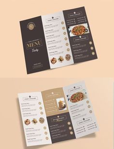 two fold menus with different designs on them