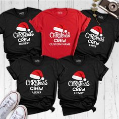 Christmas Crew Shirts, Matching Family Christmas Tee, Custom Xmas Group Shirt, Personalized Santa Hat Shirt, Christmas Team Vacation Tee Get ready for the holiday season with our Christmas Shirts and Christmas Crew Shirt, perfect for those looking to celebrate in style with a Matching Family Tee or a Custom Xmas Shirt. Whether you're planning a festive gathering or simply spreading cheer, our Family Christmas Tee and Matching Christmas Tee are ideal for creating that cohesive look. Personalize y Team Santa 2022 Shirt, Squad Goals Christmas Shirt, Holiday Crew Shirts, Team Santa Shirt, Christmas Crew Family Shirts, Christmas Crew Shirts, Personalized Christmas Shirts, Family Tees, Group Shirts