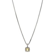 This is an authentic DAVID YURMAN Sterling Silver Diamond Prasiolite 7mm Petite Albion Pendant Necklace. The necklace is crafted of sterling silver and features a faceted prasiolite set in a diamond accented pendant, approximately .17 total carat weight. The Necklace, David Yurman, Silver Diamonds, Pendant Necklace, Sterling Silver, Pendant, Silver