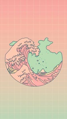 the great wave in pink and green